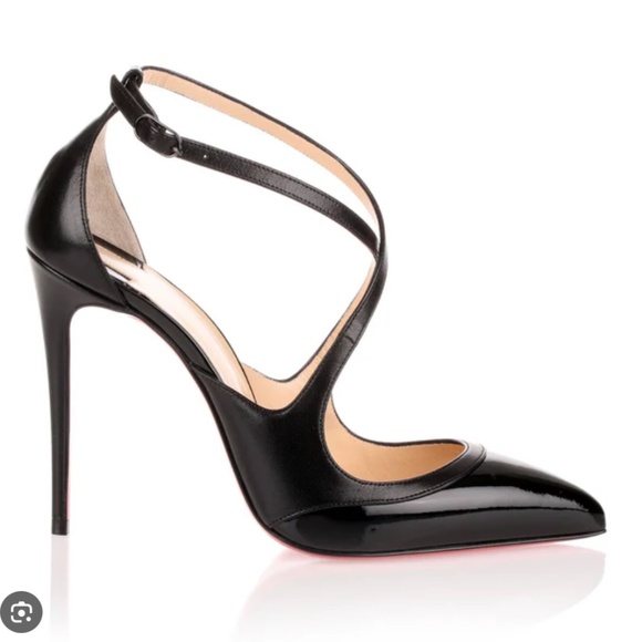Christian Louboutin Crissos Black Patent and Nappa Leather 100mm Stiletto Heels - Picture 1 of 10
